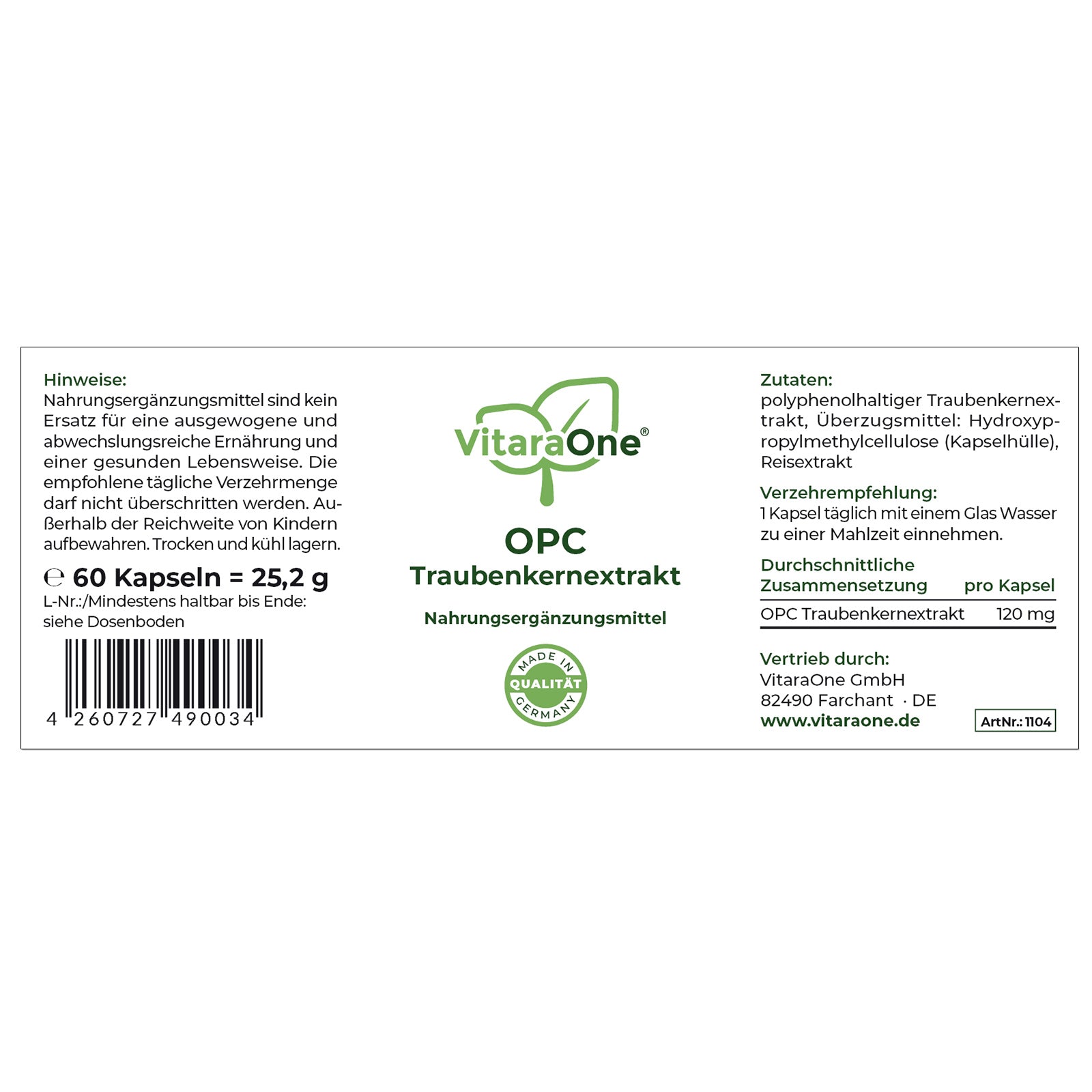 OPC Traubenkernextrakt - VitaraOne GmbH
