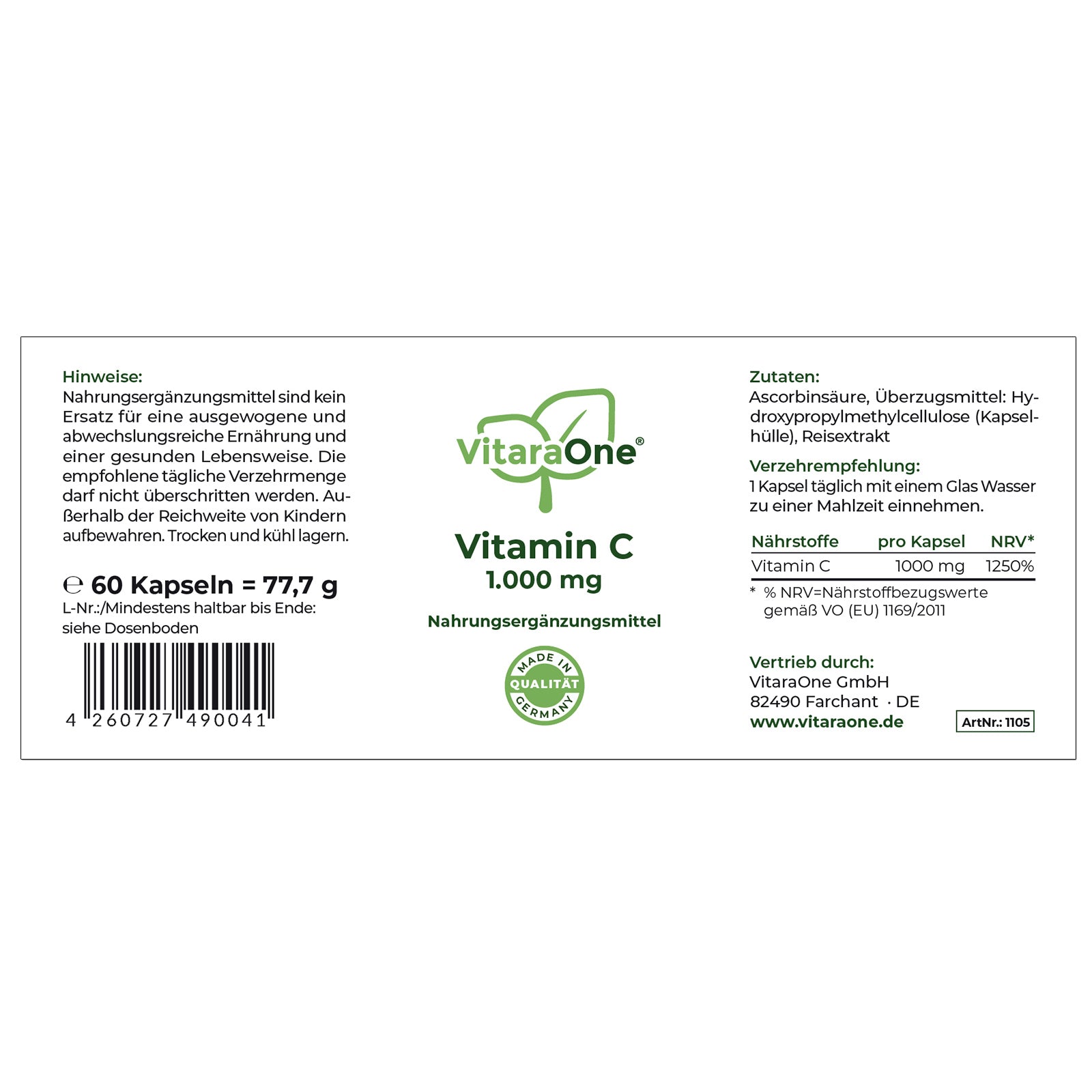 Vitamin C 1.000 - VitaraOne GmbH